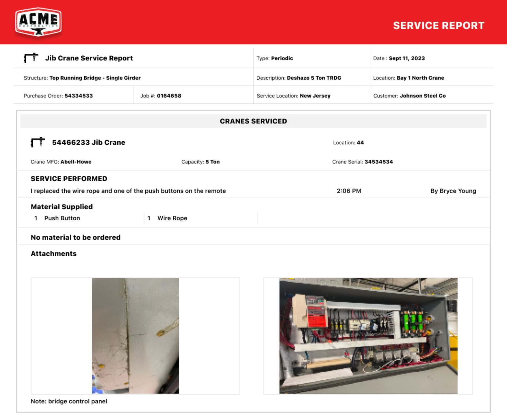 crewOS Industrial Field Service Management Custom PDF Reports Feature Screenshot