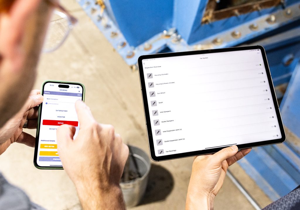 crewOS industrial field service app on iPhone and iPad screens