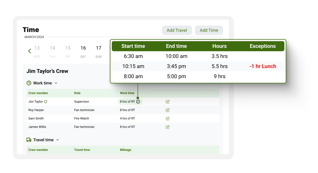 time tracking and labor costs in industrial field service - time tracking in the crewOS app