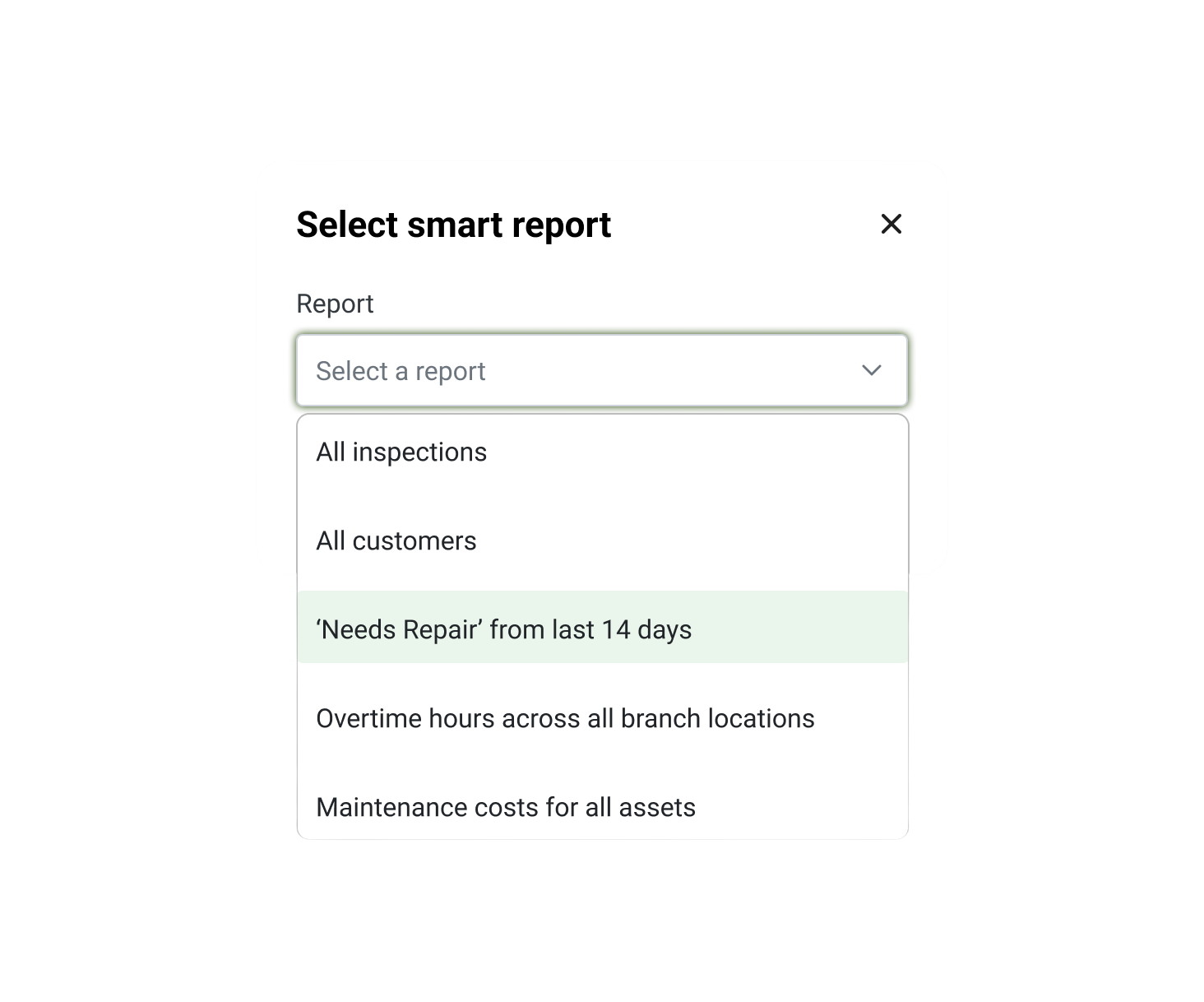 selecting a preexisting smart report