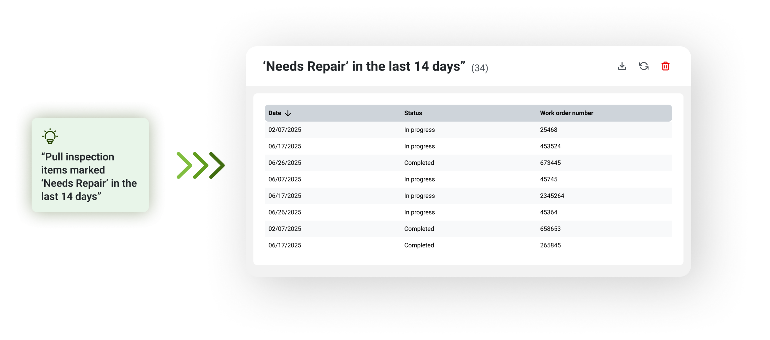 crewOS smart reporting populating a report based on a prompt