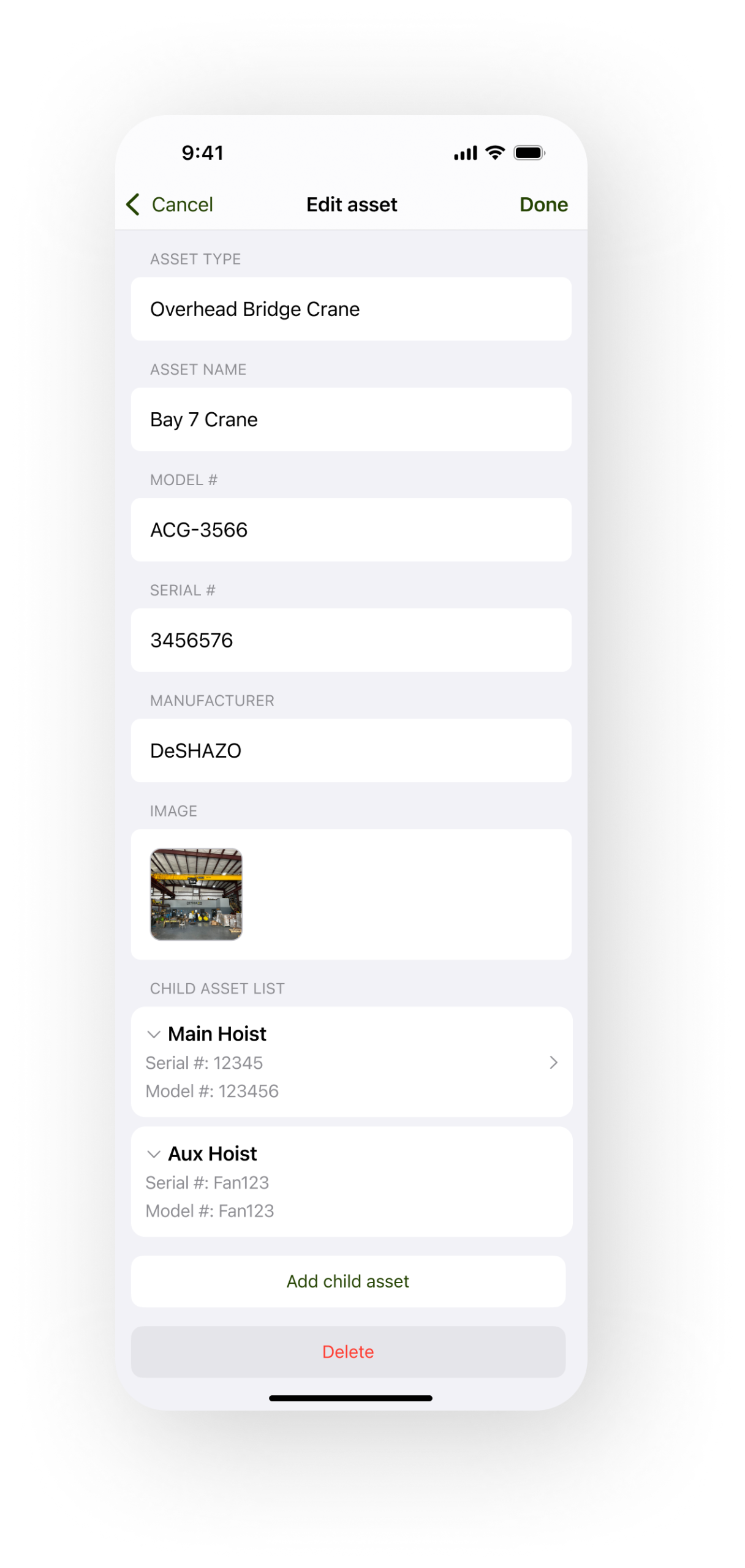 detailed asset and notes in crewos asset management