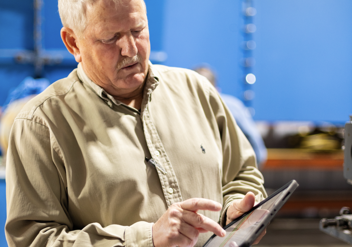 crewOS being used on a tablet in the field while offline.