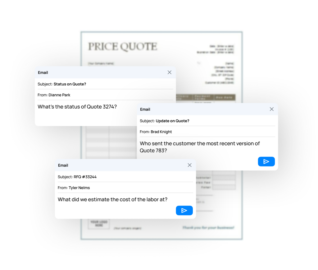 Multiple emails related to finding a quotes status