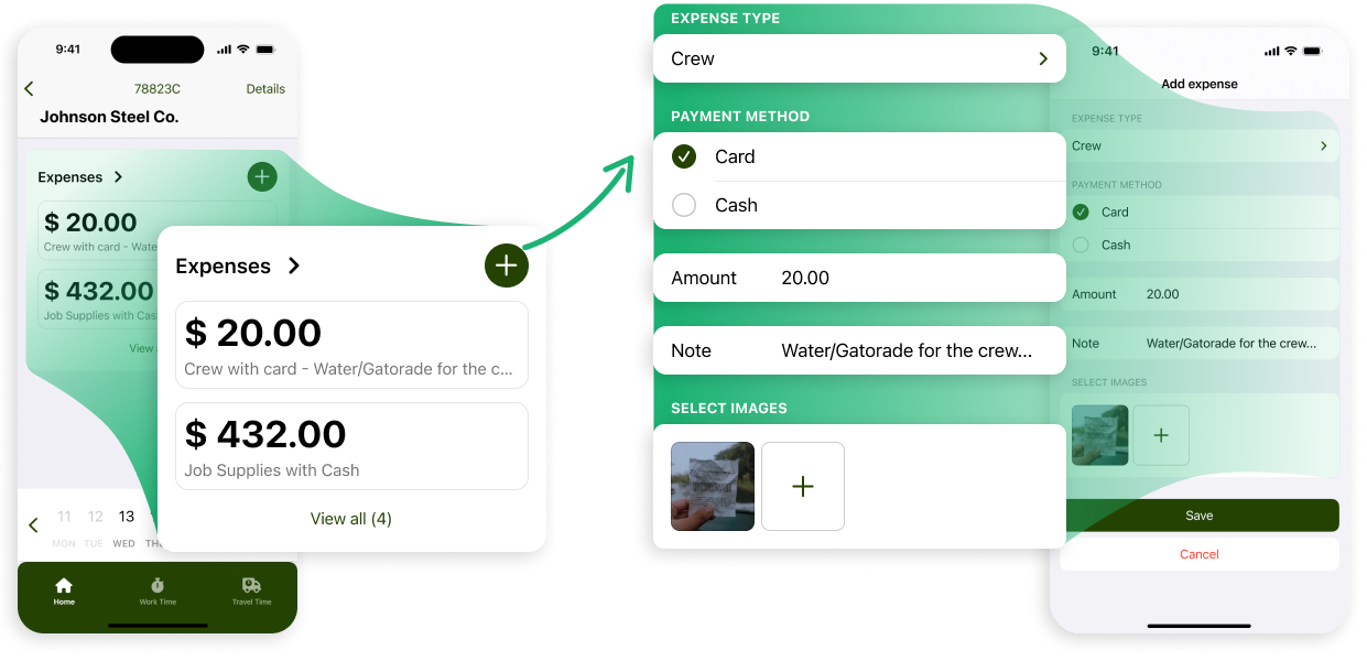 Expense Tracking for field services with crewos