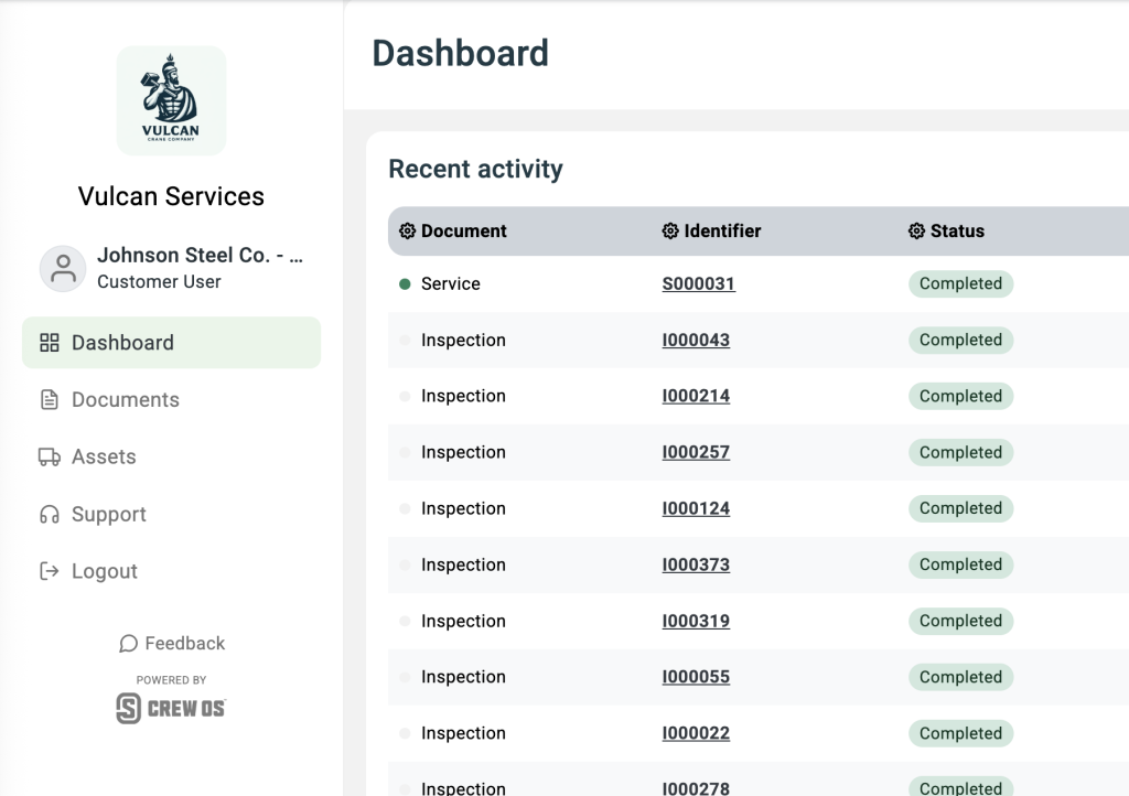 industrial field service customer portal