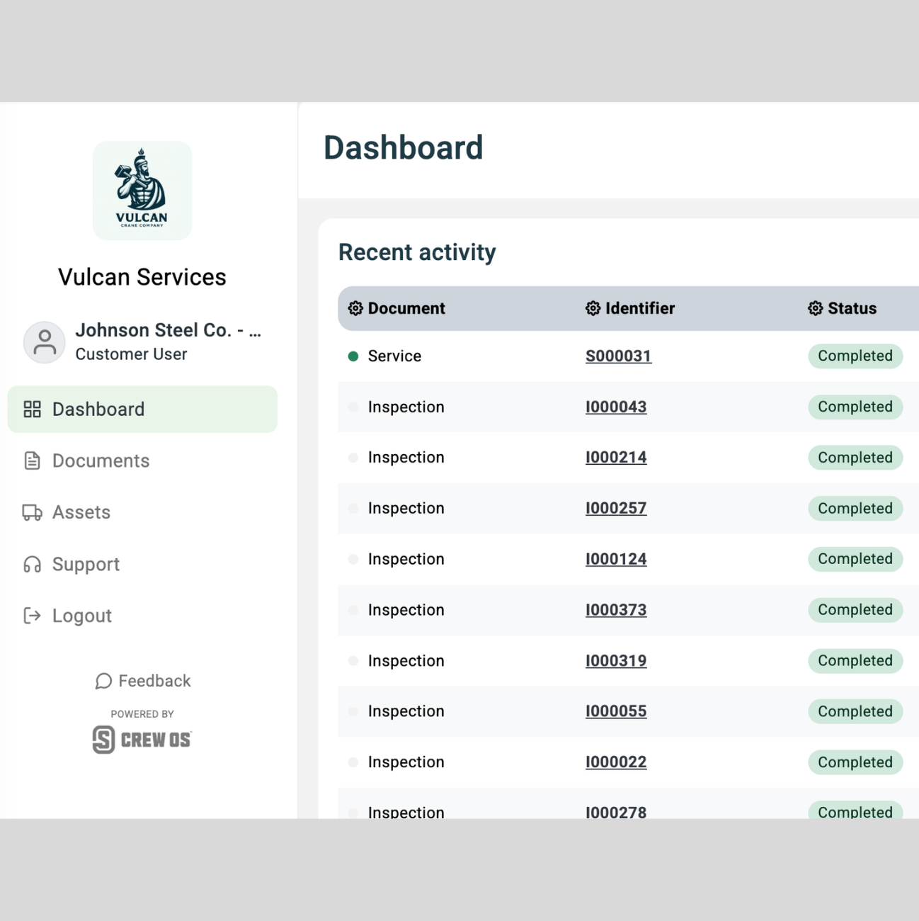 crewos industrial field service customer portal